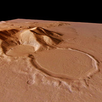 La veduta di prospettiva di la clessidra ha modellato i crateri, guardando il del sud-ea